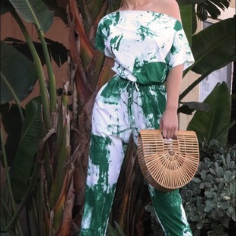 Tie Dye V-Neck Off the shoulder Jumpsuit